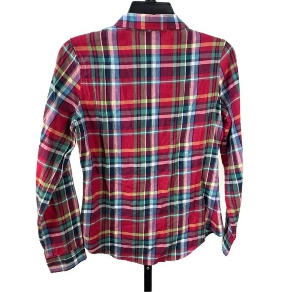 Ralph Lauren Girl's Plaid Blouse Size 16 Multicolor Ruffle Front Long Sleeve‎